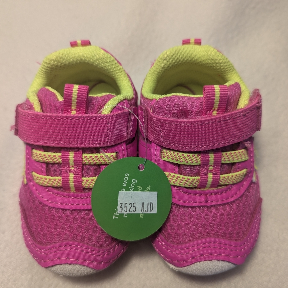 NWT Stride Rite Zips Runner Baby Shoes In Hot Pink, Size 3M - Picture 4 of 7